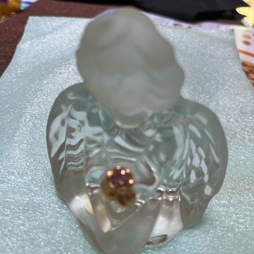 Vintage Fenton Clear and Frosted Glass Birthstone Guardian Angel October